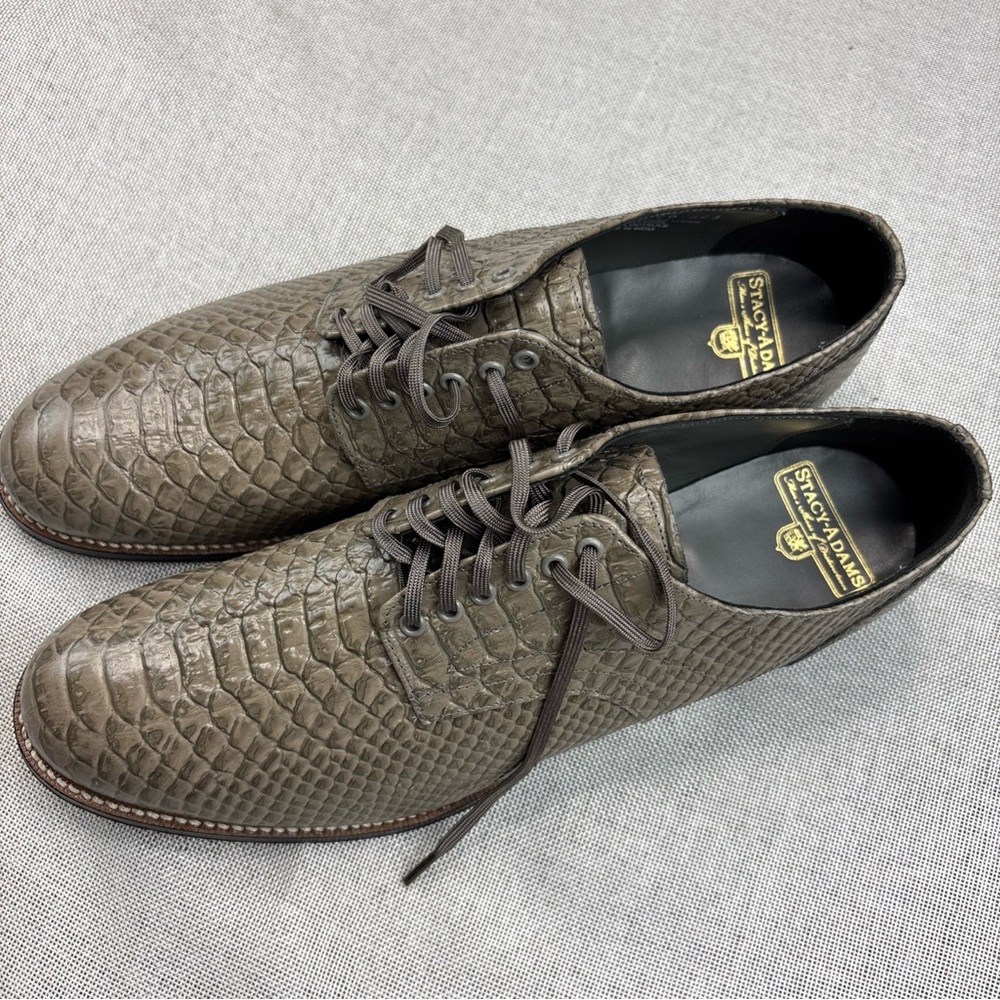 Stacy Adams Madison Gray Anaconda Print Plain Toe Oxford Size 10